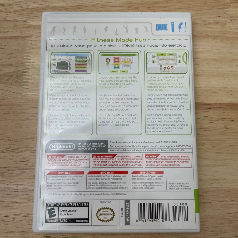 Nintendo Wii Fit Game with Manual RVL P RFNE USZ Touch Generations White‎ Case